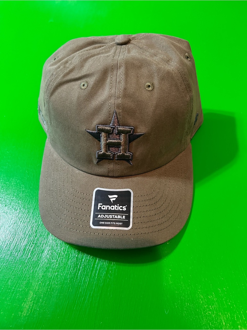 Fanatics Olive Brown Men's Baseball Cap with Embroidered H Logo